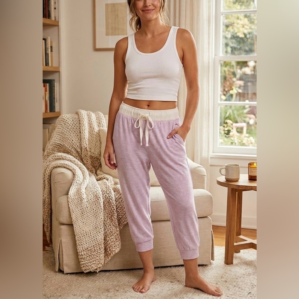 Fabletics Oversized Arnae Capri Cropped Cotton Joggers Activewear Loungewear